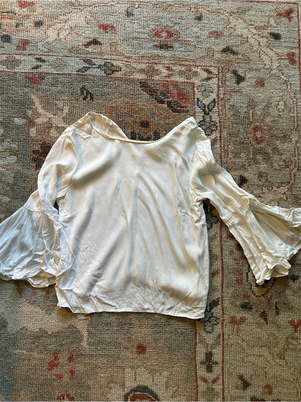 Topshop Women’s Cream Ruffled Bell-Sleeve Top